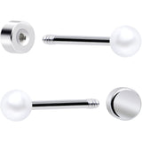 20G Clear Gem White Orb Flatback Earring Set of 6