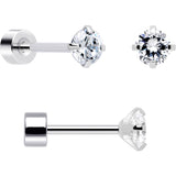 20G Clear Gem White Orb Flatback Earring Set of 6