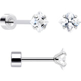 20G Clear Gem White Orb Flatback Earring Set of 6