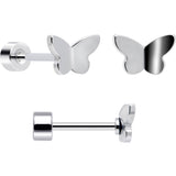 20G Aurora Gem White Orb Butterfly Flatback Earring Set of 6