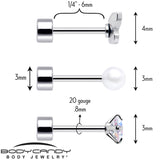 20G Aurora Gem White Orb Butterfly Flatback Earring Set of 6