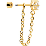 20G Clear Gem Gold Tone Ball Chain Dangle Flatback Earring Set of 6