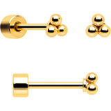 20G Clear Gem Gold Tone Ball Chain Dangle Flatback Earring Set of 6