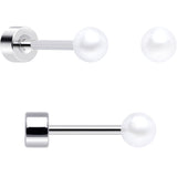 20G Clear Gem White Orb Butterfly Flatback Earring Set of 6