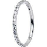 18G 3/8 Clear CZ Gem Titanium Forward Facing Hinged Segment Ring