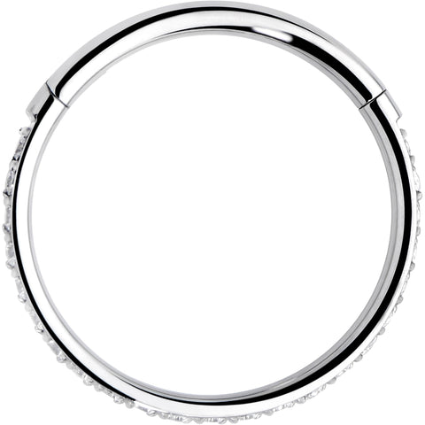 18G 3/8 Clear CZ Gem Titanium Forward Facing Hinged Segment Ring