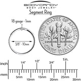 18G 3/8 Clear CZ Gem Titanium Forward Facing Hinged Segment Ring