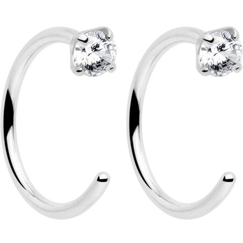 20G 2mm Gem Implant Grade Titanium Open Hoop Earrings