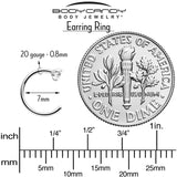 20G 2mm Gem Implant Grade Titanium Open Hoop Earrings