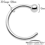 20G Ball End Implant Grade Titanium Open Hoop Earrings