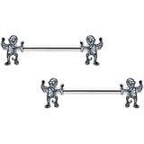 14G 9/16 Two Tone Halloween Mummy Barbell Nipple Ring Set