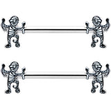 14G 9/16 Two Tone Halloween Mummy Barbell Nipple Ring Set
