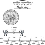 14G 9/16 Two Tone Halloween Mummy Barbell Nipple Ring Set