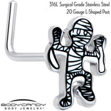 20G 7mm Two Tone Halloween Mummy L Shape Nose Ring