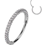 20G Implant Grade Titanium Triple Sided Micro Gem Hinged Nose Hoop