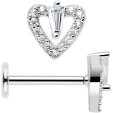 18G 5/16 CZ Gem Heart Threadless Push In Labret Monroe Tragus