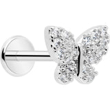 18G 5/16 CZ Gem Butterfly Paved Threadless Push In Labret Tragus