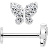 18G 5/16 CZ Gem Butterfly Paved Threadless Push In Labret Tragus