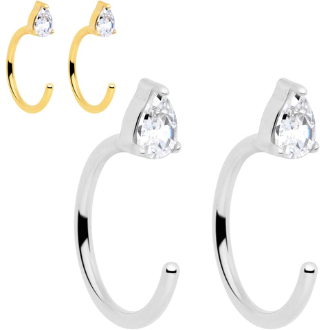 20G Implant Grade Titanium Triangle Gem Open Hoop Earrings