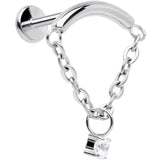 18G 5/16 CZ Gem Titanium Threadless Dangle Hidden Helix Earring