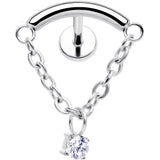 18G 5/16 CZ Gem Titanium Threadless Dangle Hidden Helix Earring