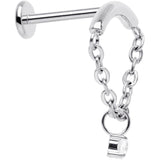 18G 5/16 CZ Gem Titanium Threadless Dangle Hidden Helix Earring