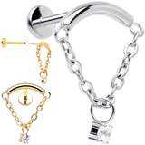 18G 5/16 CZ Gem Titanium Threadless Dangle Hidden Helix Earring