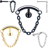 18G 5/16 Titanium Threadless Chain Dangle Hidden Helix Earring