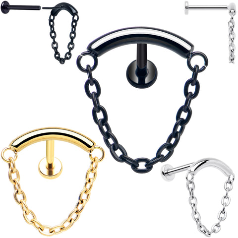 18G 5/16 Titanium Threadless Chain Dangle Hidden Helix Earring