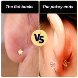 18G Titanium Flat Back Earring Threadless Reversible Heart