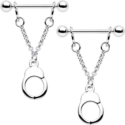 14G 3/4 Handcuff Chain Dangle Nipple Ring Set