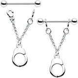 14G 3/4 Handcuff Chain Dangle Nipple Ring Set