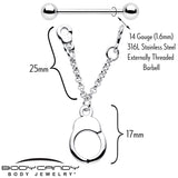 14G 3/4 Handcuff Chain Dangle Nipple Ring Set