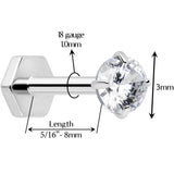 18G 5/16 CZ Implant Grade Titanium Reversible Threadless Flatback