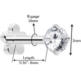 18G 5/16 CZ Implant Grade Titanium Reversible Threadless Flatback