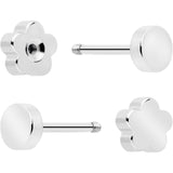 20G Bar Disc Butterfly Reversible Flower Flat Back Earring Set of 6