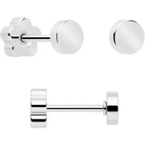 20G Bar Disc Butterfly Reversible Flower Flat Back Earring Set of 6