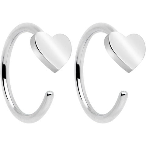 20G Implant Grade Titanium Heart Open Hoop Earrings