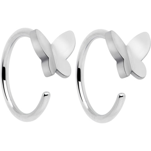20G Implant Grade Titanium Butterfly Open Hoop Earrings