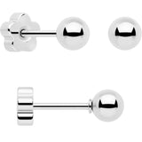 20G CZ Gem Ball Arch Butterfly Reversible Flower Flat Back Earring Set of 6