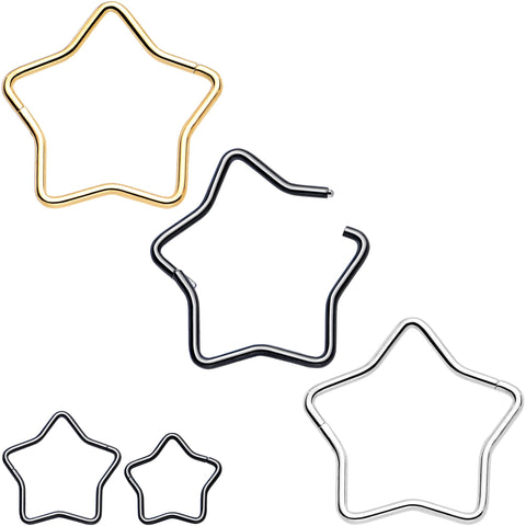 20G Seamless Hollow Star Nose Hoop Surgical Steel