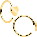20G Gold Tone Implant Grade Titanium Heart Open Hoop Earring Set