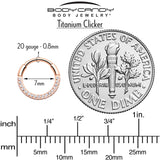 20G Rose Gold PVD Implant Grade Titanium Triple Sided Micro Gem Hinged Nose Hoop