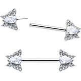 14G 9/16 Style Butterfly Threadless Nipple Ring Set