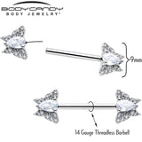 14G 9/16 Style Butterfly Threadless Nipple Ring Set