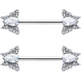 14G 9/16 Style Butterfly Threadless Nipple Ring Set