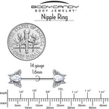 14G 9/16 Style Butterfly Threadless Nipple Ring Set