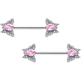 14G 9/16 Style Butterfly Threadless Nipple Ring Set