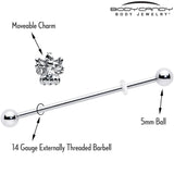 14G Clear CZ Gem Fabulous Angel Industrial Barbell 38mm