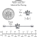 14G Clear CZ Gem Fabulous Angel Industrial Barbell 38mm